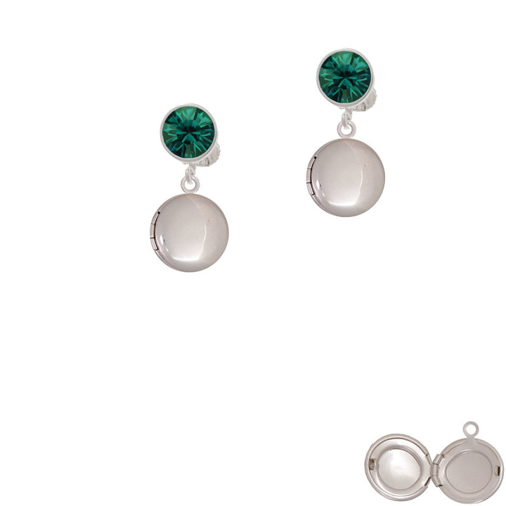 13.5mm Round Locket - Blank Crystal Clip On Earrings Image 6