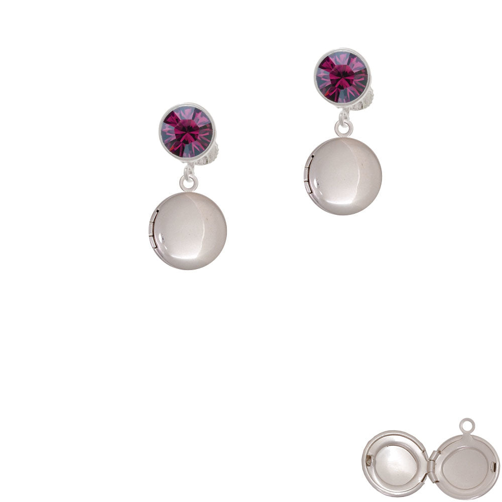 13.5mm Round Locket - Blank Crystal Clip On Earrings Image 8