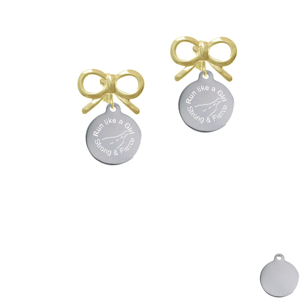 Engraved Run Like a Girl Crystal Clip On Earrings Image 10