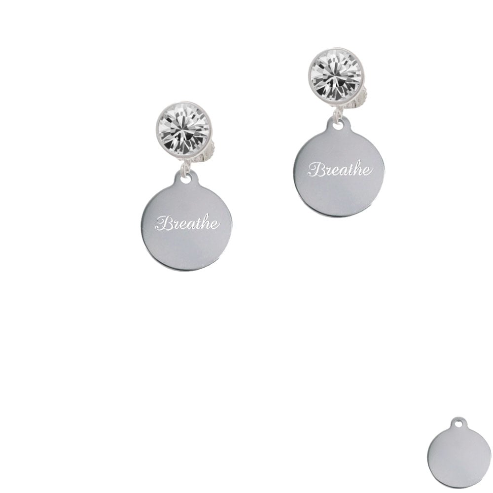 Engraved Breathe Crystal Clip On Earrings Image 1