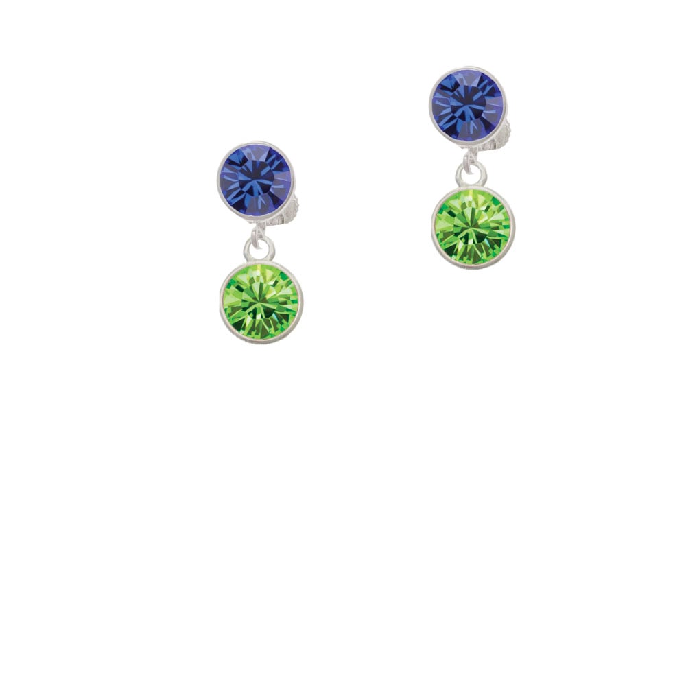 10mm Lime Green Oktant Crystal Drop Crystal Clip On Earrings Image 1