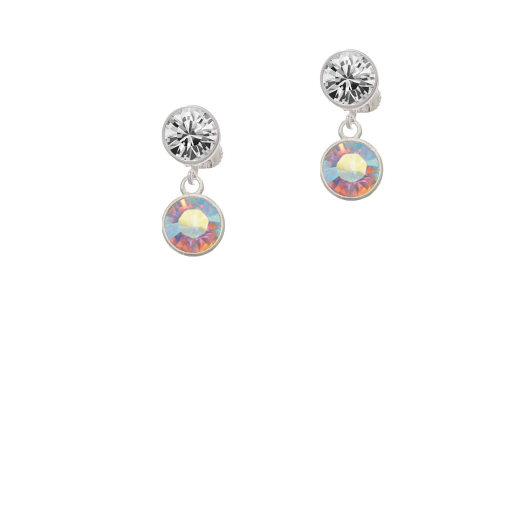 10mm Clear AB Crystal Drop Crystal Clip On Earrings Image 1