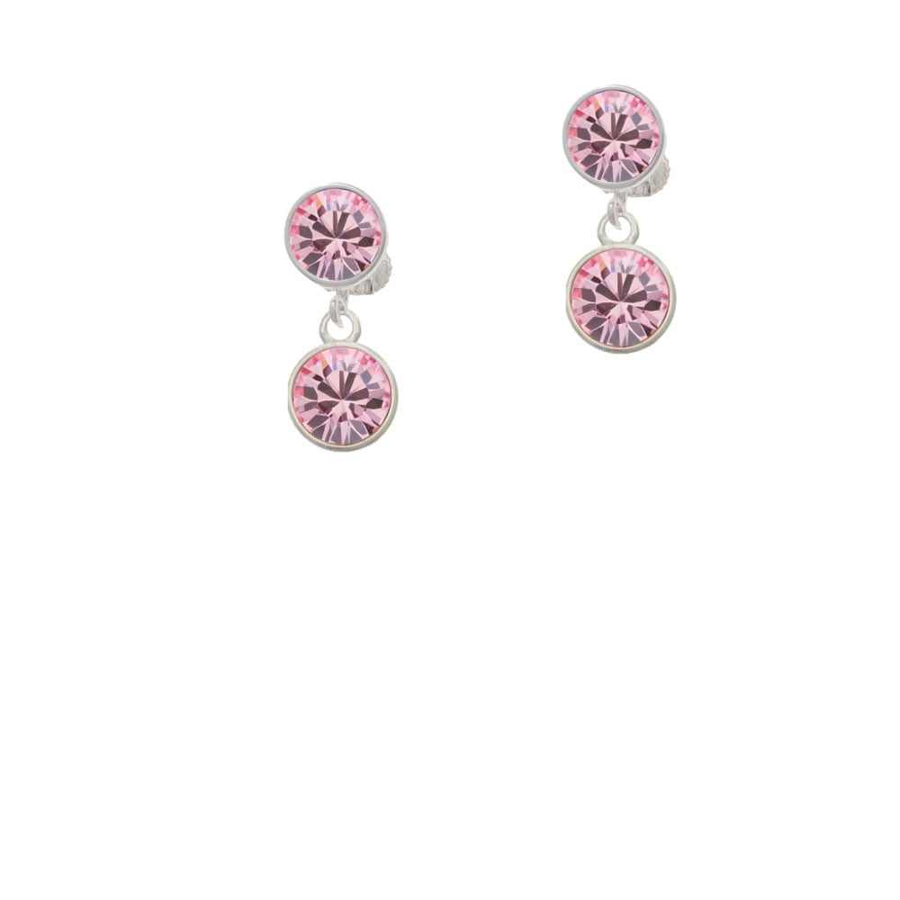 10mm Light Pink Crystal Drop Crystal Clip On Earrings Image 1