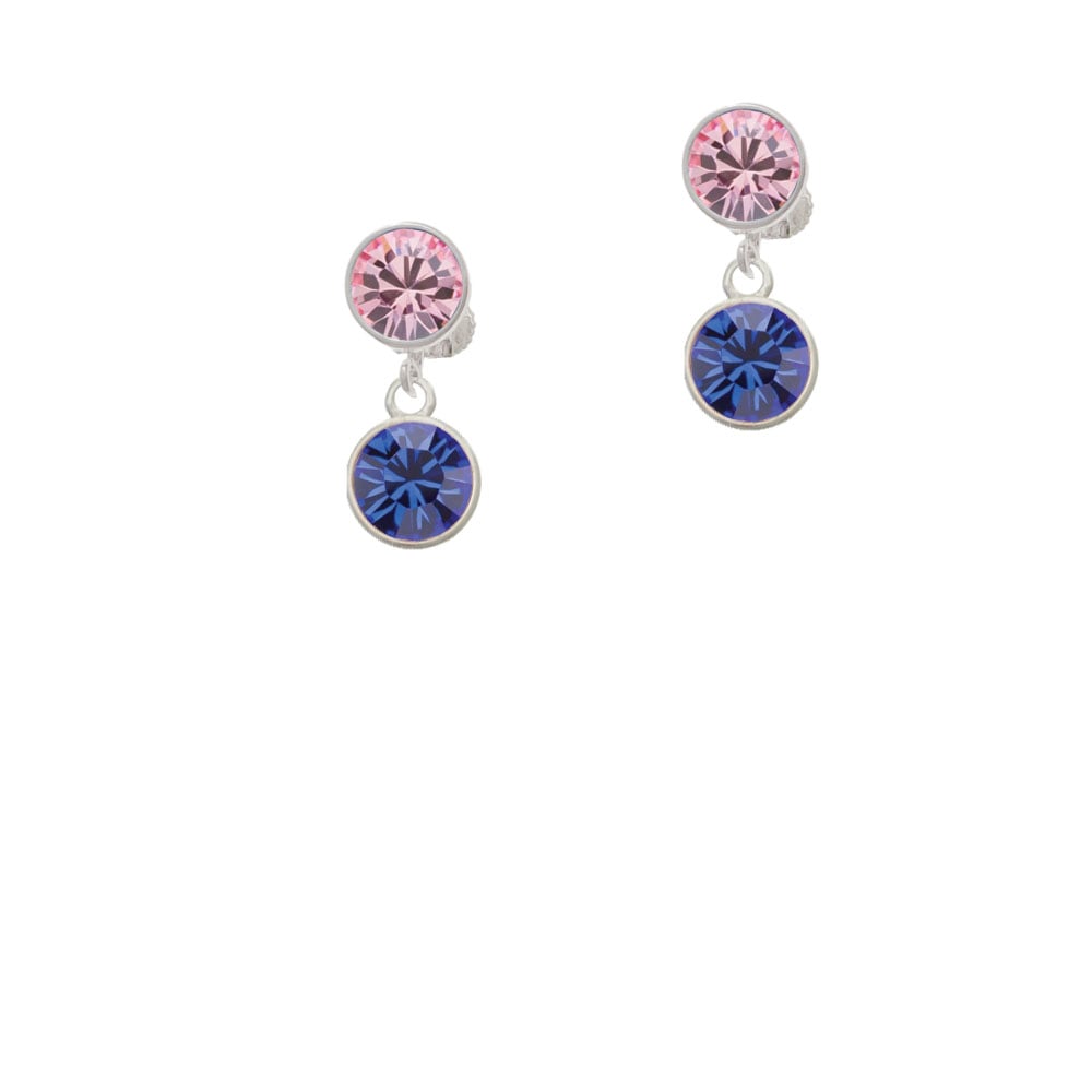 10mm Blue Crystal Drop Crystal Clip On Earrings Image 4