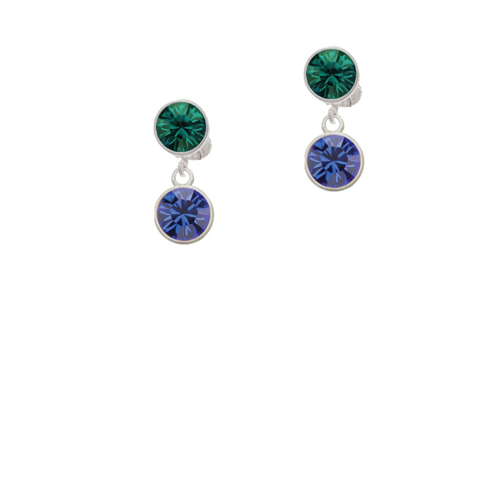 10mm Blue Crystal Drop Crystal Clip On Earrings Image 6