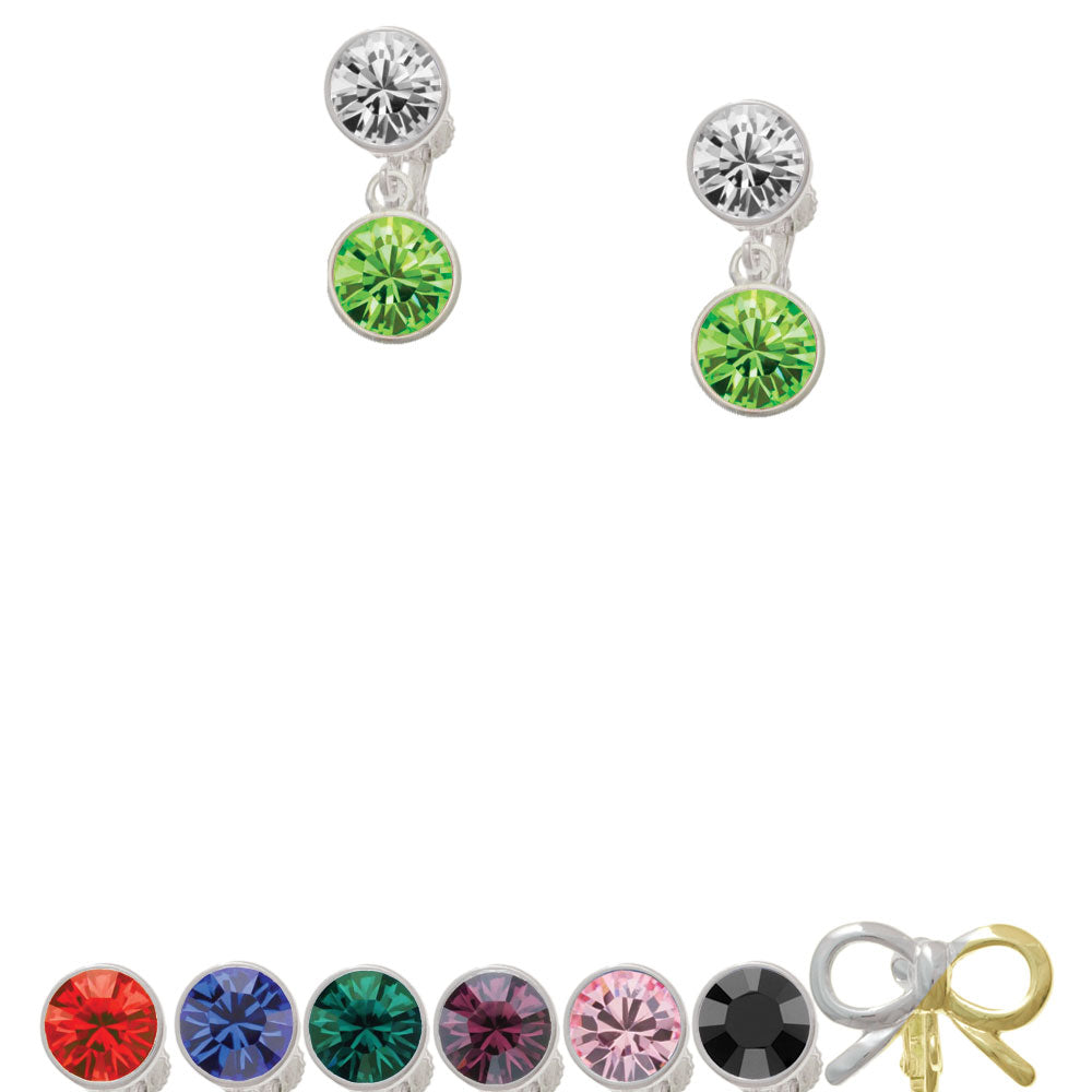 10mm Lime Green Crystal Drop Crystal Clip On Earrings Image 1