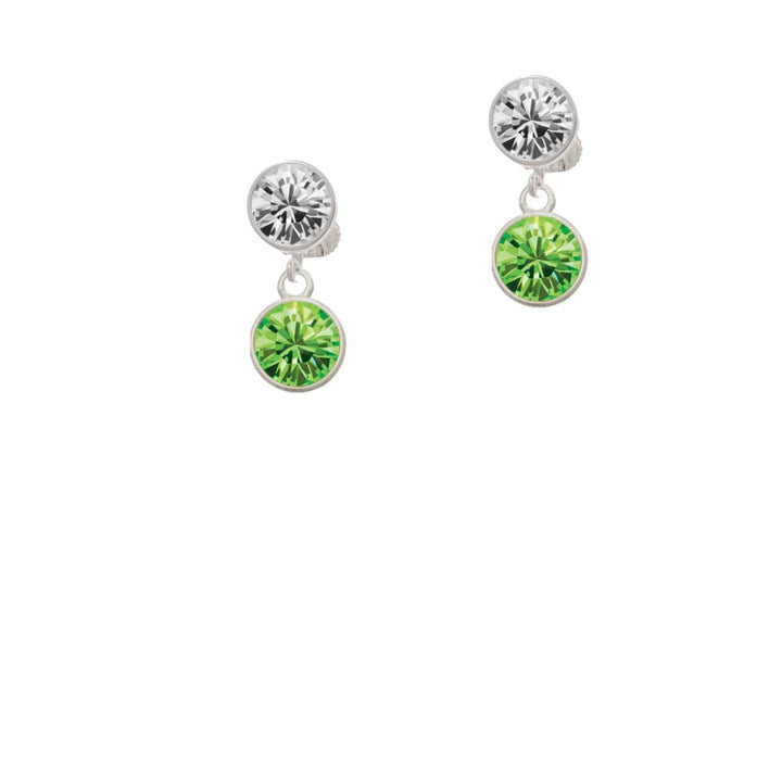 10mm Lime Green Crystal Drop Crystal Clip On Earrings Image 1