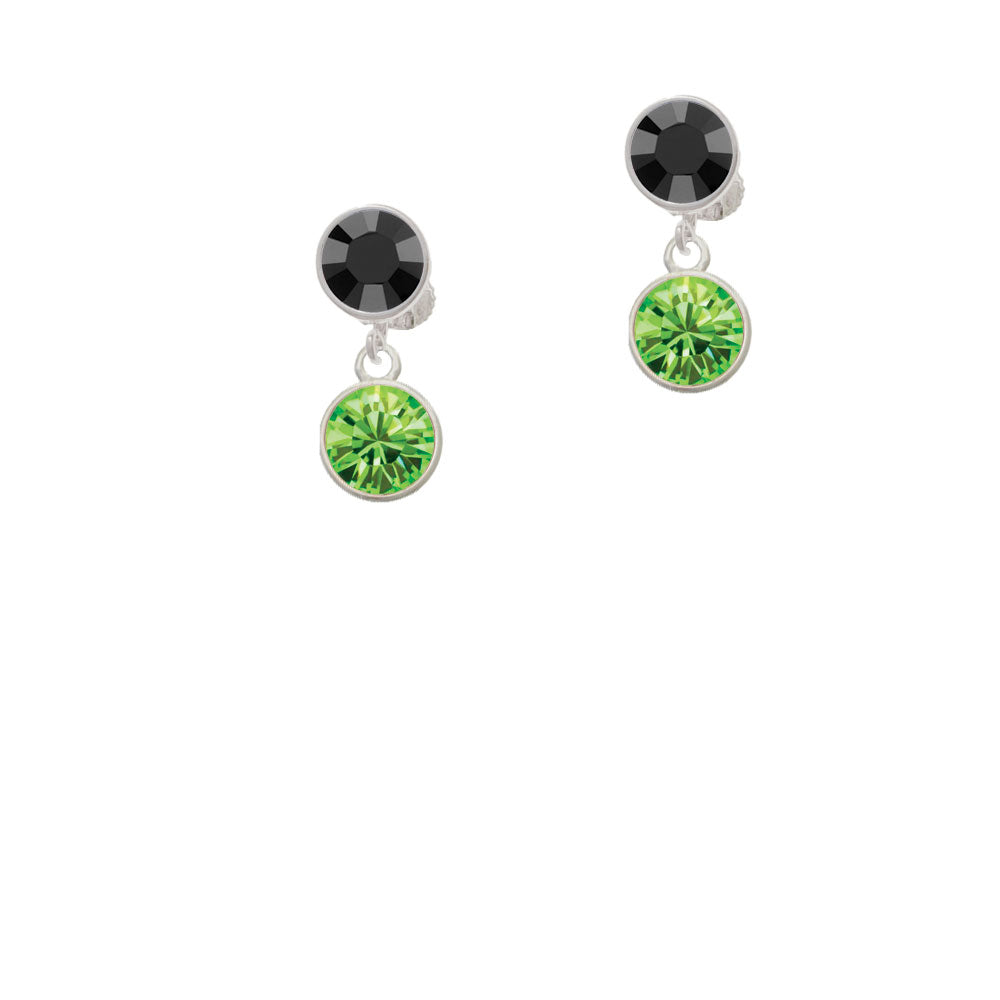 10mm Lime Green Crystal Drop Crystal Clip On Earrings Image 3