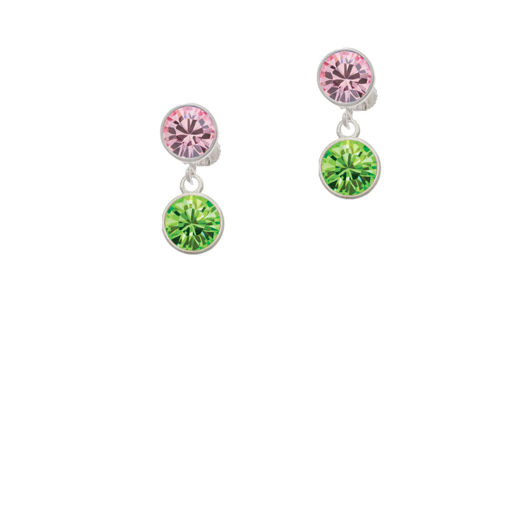 10mm Lime Green Crystal Drop Crystal Clip On Earrings Image 4