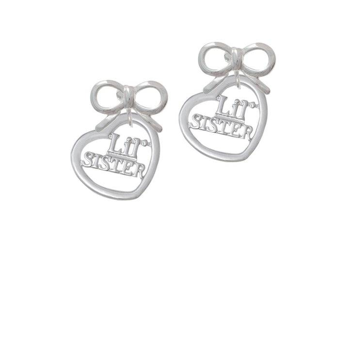 3/4 Lil Sister Cutout Open Heart Crystal Clip On Earrings Image 9