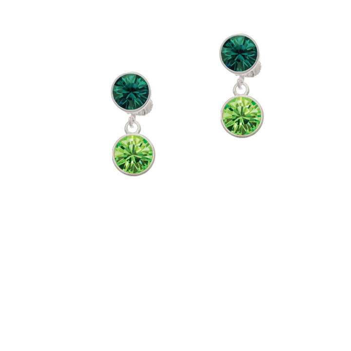 10mm Lime Green Crystal Drop Crystal Clip On Earrings Image 6