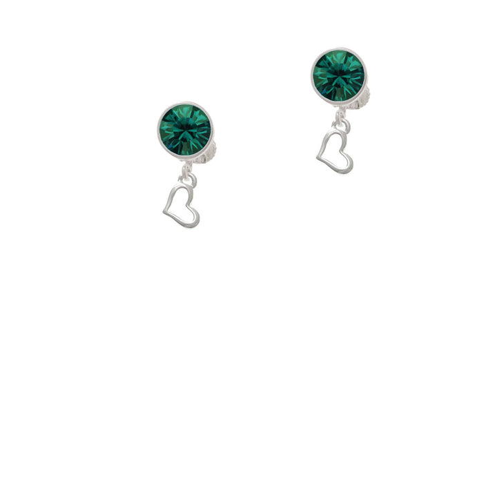 Small Slanted Open Heart Crystal Clip On Earrings Image 6