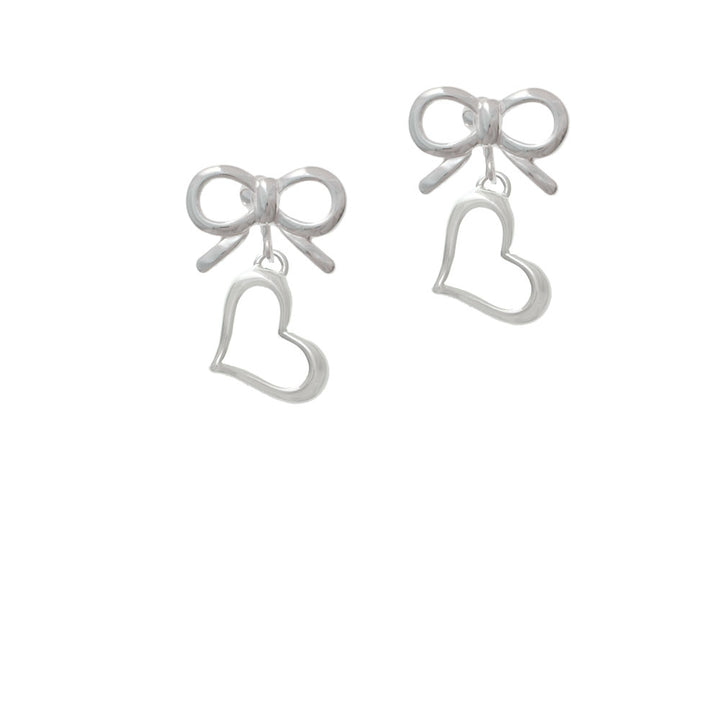 Slanted Open Heart Crystal Clip On Earrings Image 9