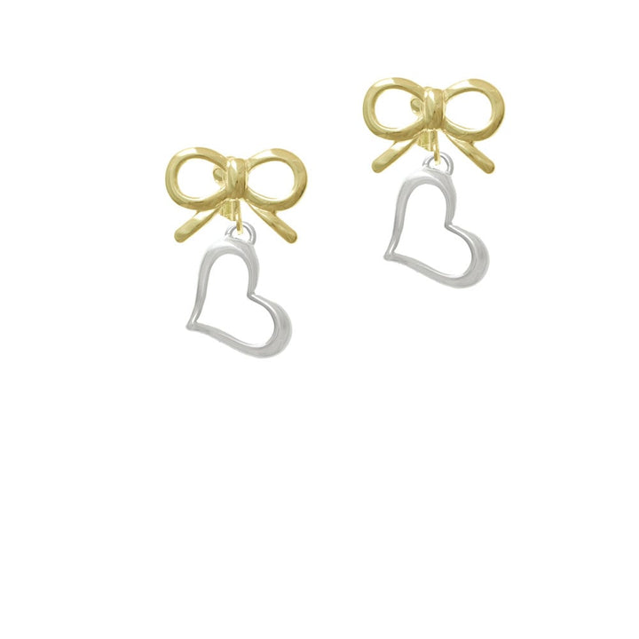 Slanted Open Heart Crystal Clip On Earrings Image 10