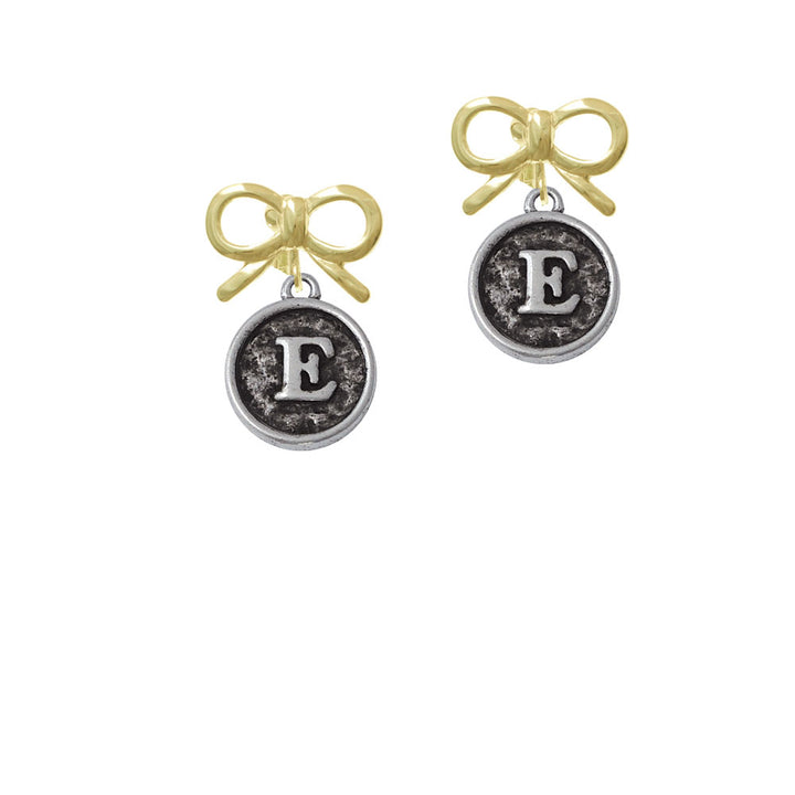 Antiqued Round Seal - Initial - E - Crystal Clip On Earrings Image 10