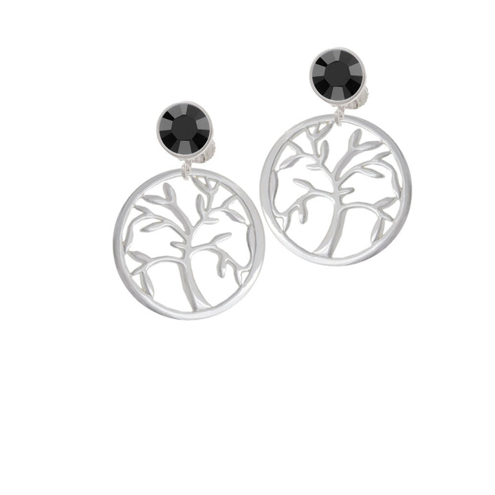 Tree of Life in Circle Crystal Clip On Earrings Image 3