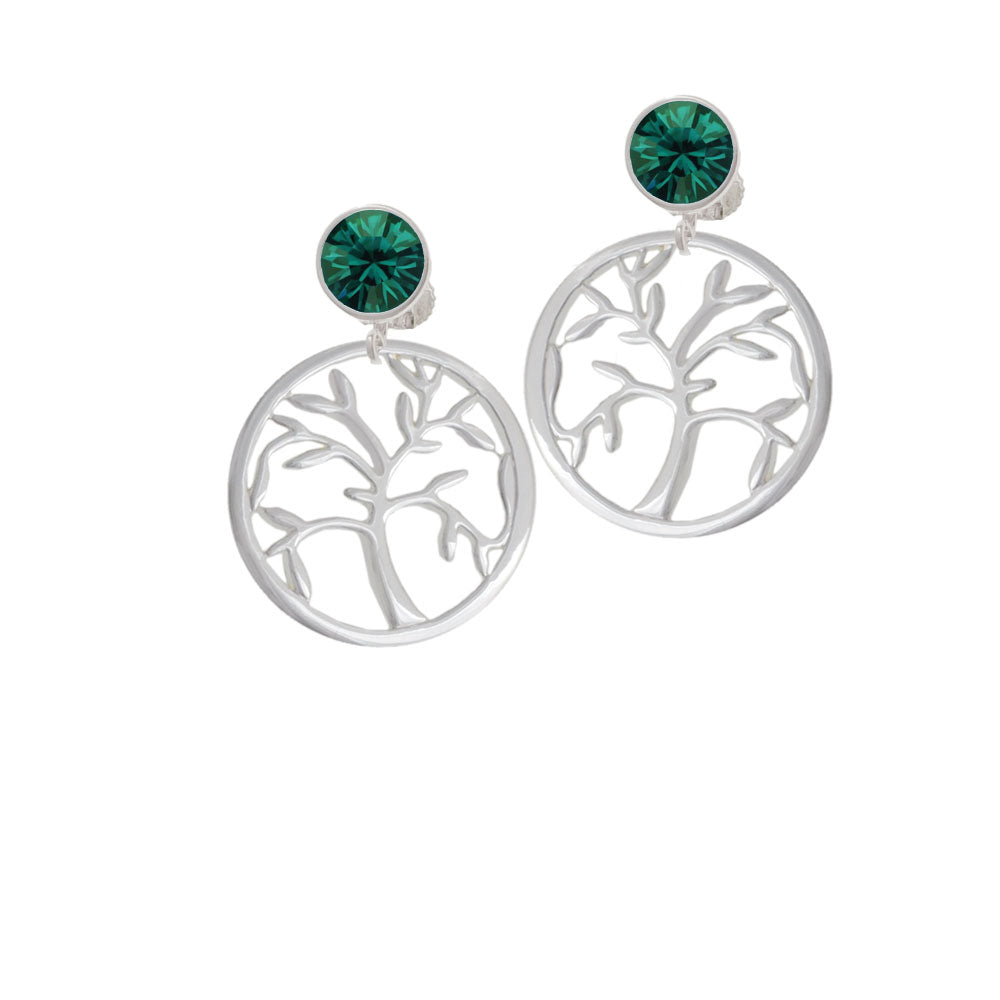 Tree of Life in Circle Crystal Clip On Earrings Image 6