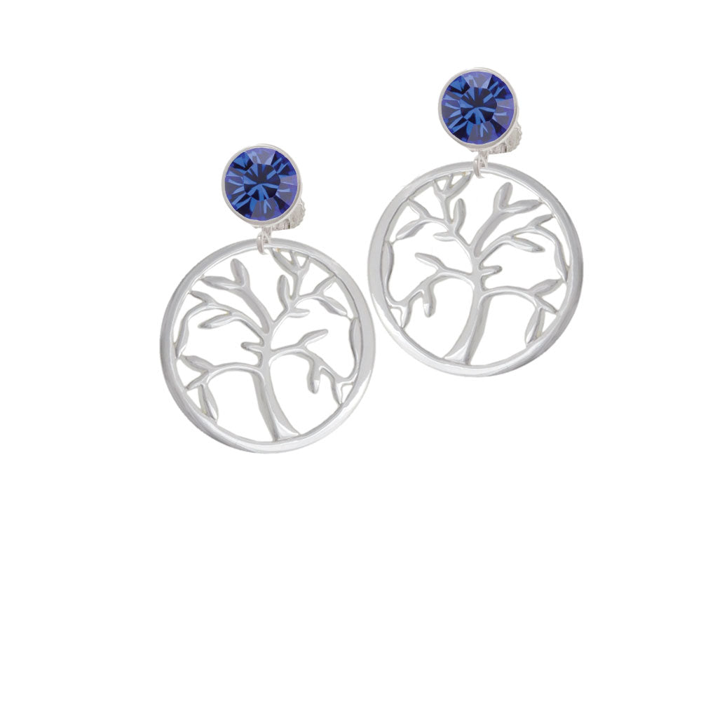 Tree of Life in Circle Crystal Clip On Earrings Image 7