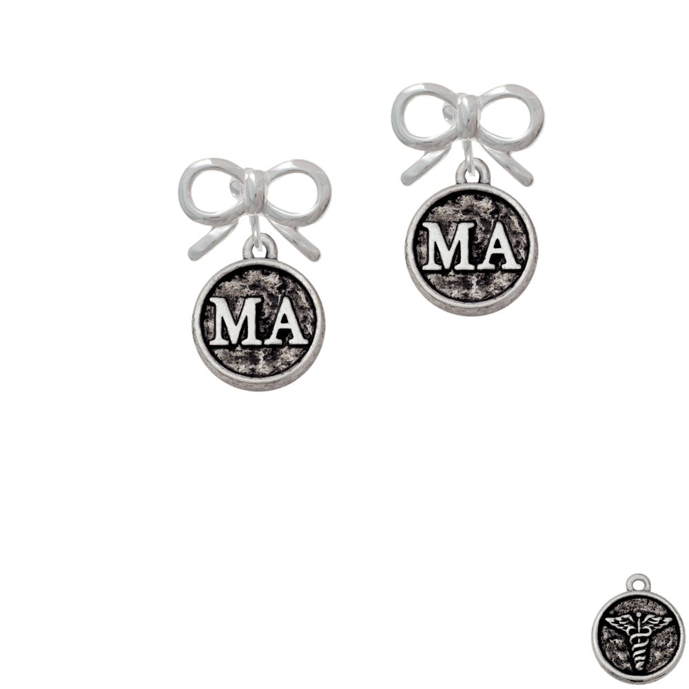 Medical Assistant Caduceus Seal - MA Crystal Clip On Earrings Image 9