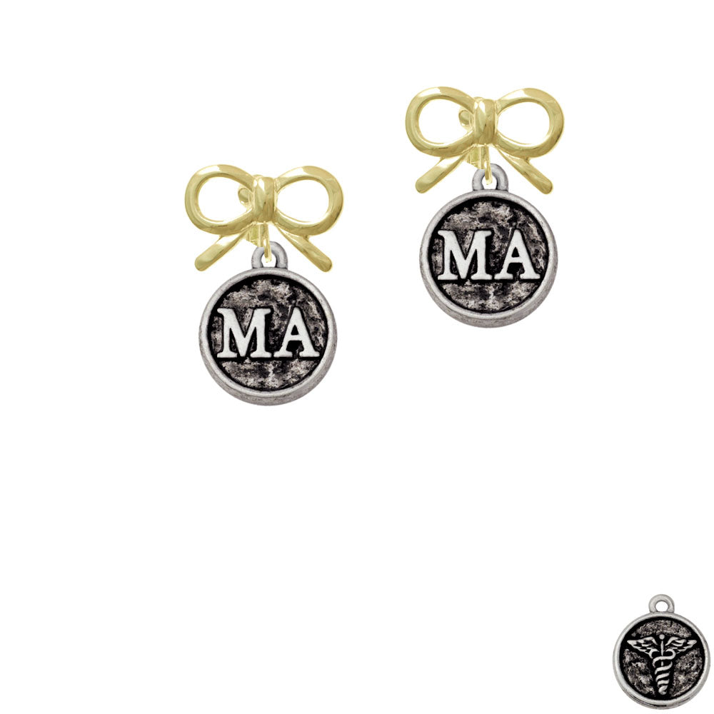 Medical Assistant Caduceus Seal - MA Crystal Clip On Earrings Image 10