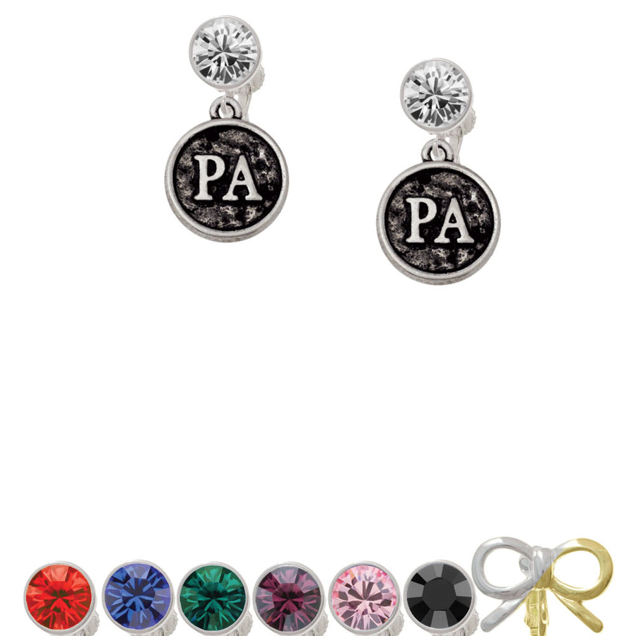 Medical Assistant Caduceus Seal - PA Crystal Clip On Earrings Image 1