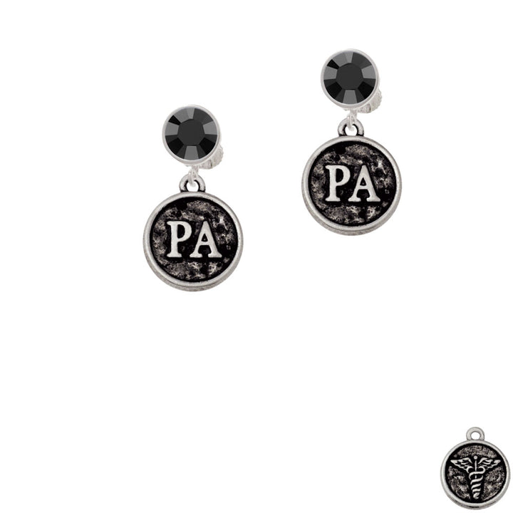 Medical Assistant Caduceus Seal - PA Crystal Clip On Earrings Image 3