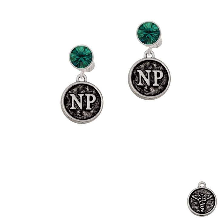 Nurse Caduceus Seal - NP Crystal Clip On Earrings Image 6