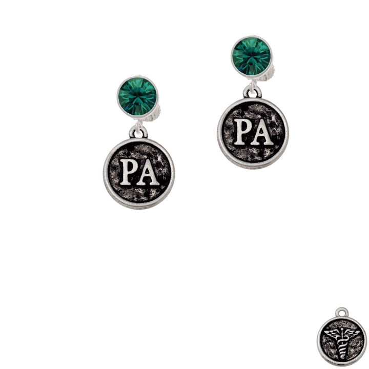 Medical Assistant Caduceus Seal - PA Crystal Clip On Earrings Image 6