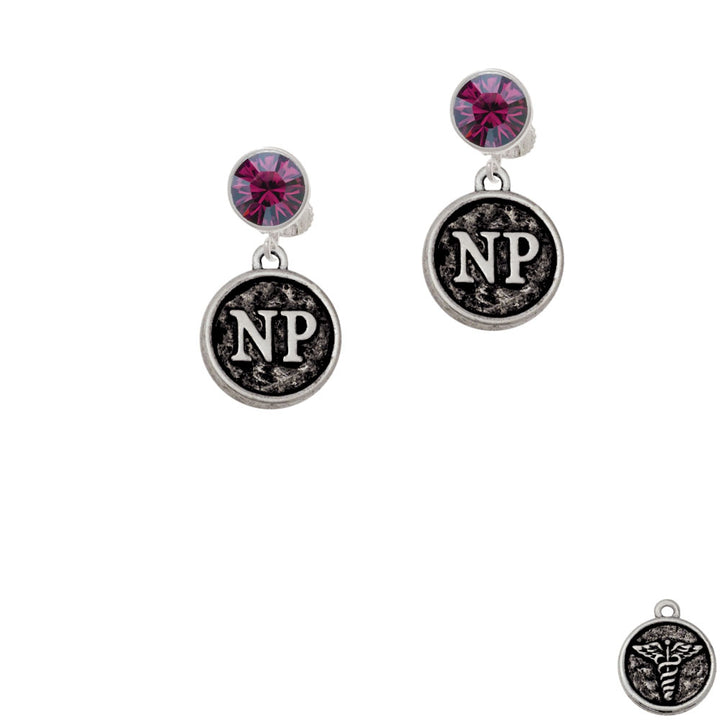 Nurse Caduceus Seal - NP Crystal Clip On Earrings Image 8