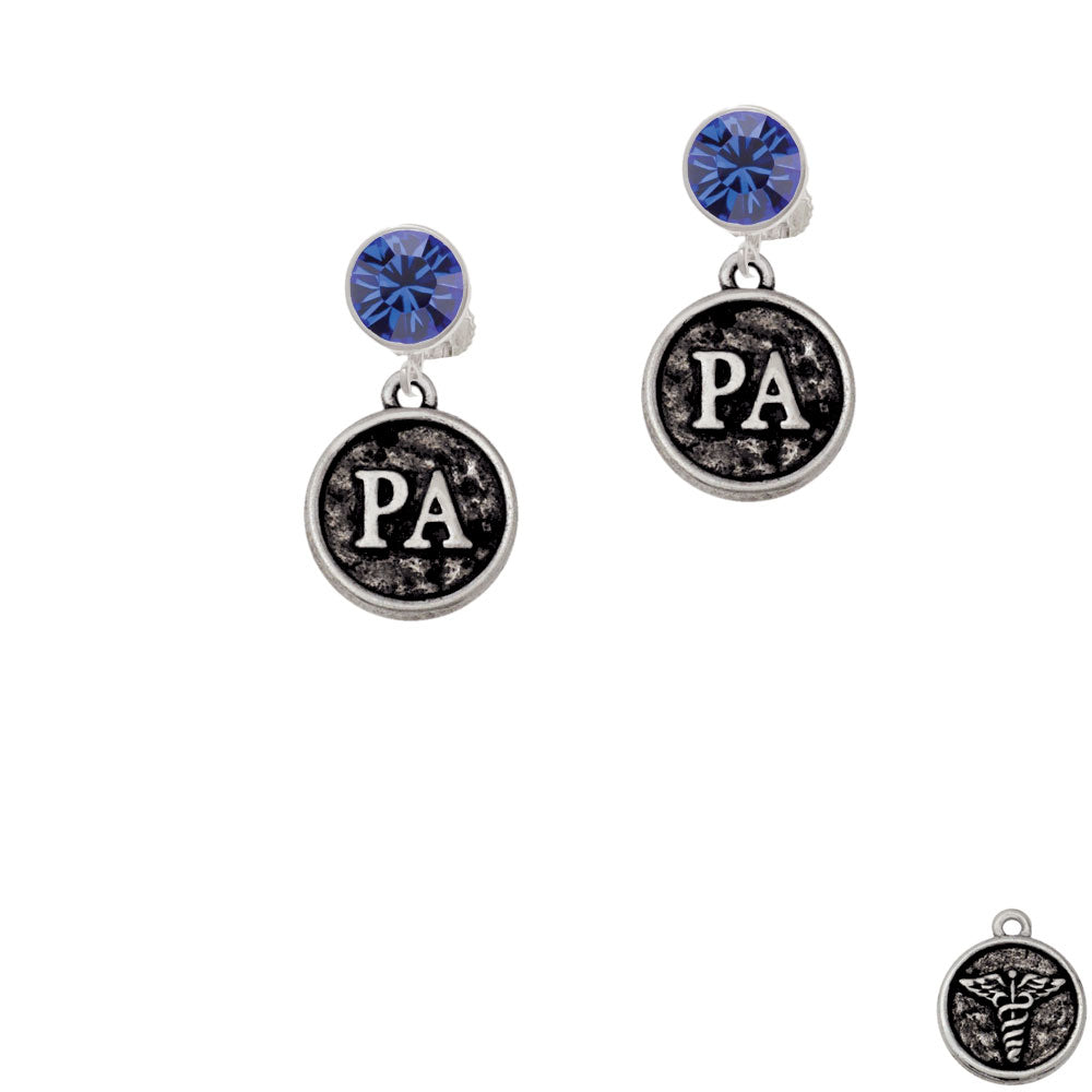 Medical Assistant Caduceus Seal - PA Crystal Clip On Earrings Image 7