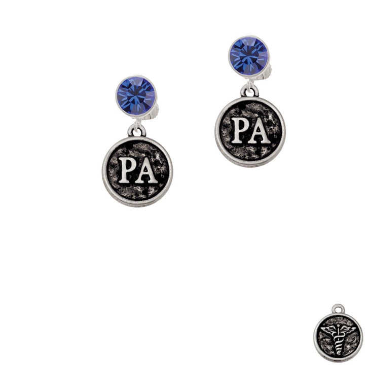 Medical Assistant Caduceus Seal - PA Crystal Clip On Earrings Image 1