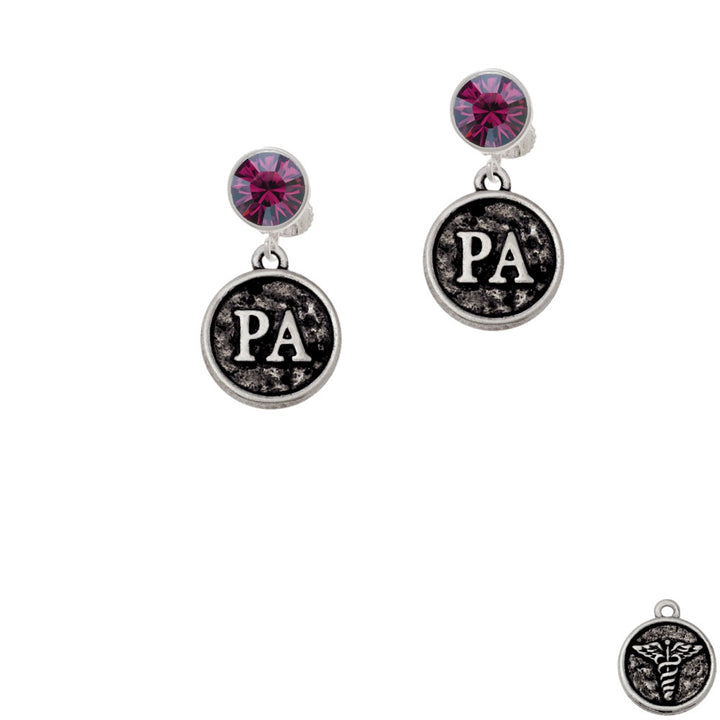 Medical Assistant Caduceus Seal - PA Crystal Clip On Earrings Image 8