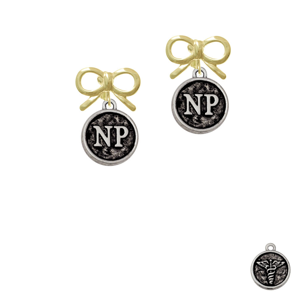 Nurse Caduceus Seal - NP Crystal Clip On Earrings Image 10