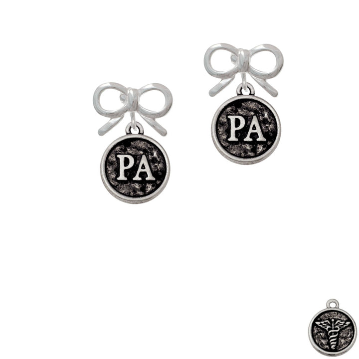 Medical Assistant Caduceus Seal - PA Crystal Clip On Earrings Image 9