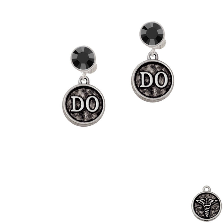 Doctor Caduceus Seal - DO Crystal Clip On Earrings Image 3