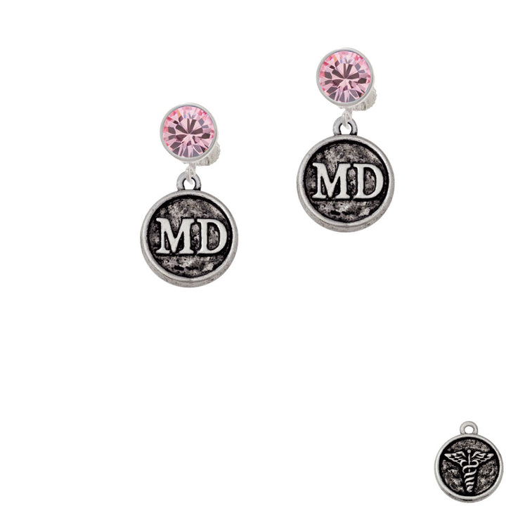 Doctor Caduceus Seal - MD Crystal Clip On Earrings Image 4