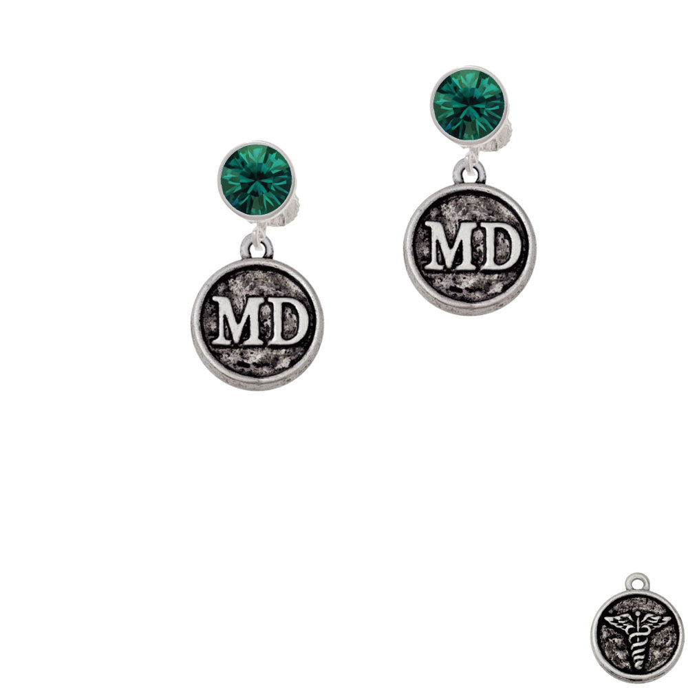 Doctor Caduceus Seal - MD Crystal Clip On Earrings Image 6