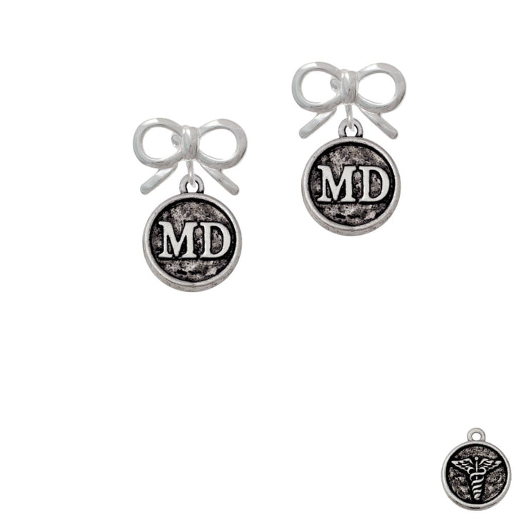 Doctor Caduceus Seal - MD Crystal Clip On Earrings Image 9