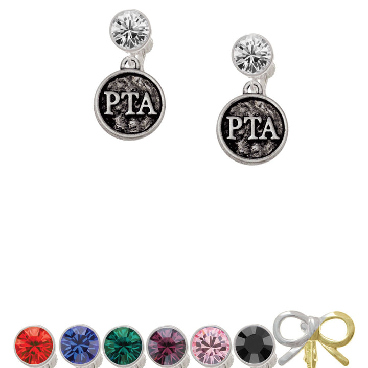 Physical Therapist Caduceus Seal - PTA Crystal Clip On Earrings Image 1