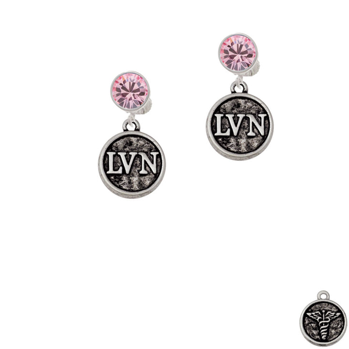 Nurse Caduceus Seal - LVN Crystal Clip On Earrings Image 4