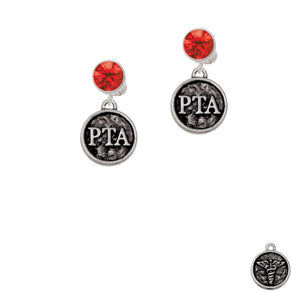 Physical Therapist Caduceus Seal - PTA Crystal Clip On Earrings Image 4