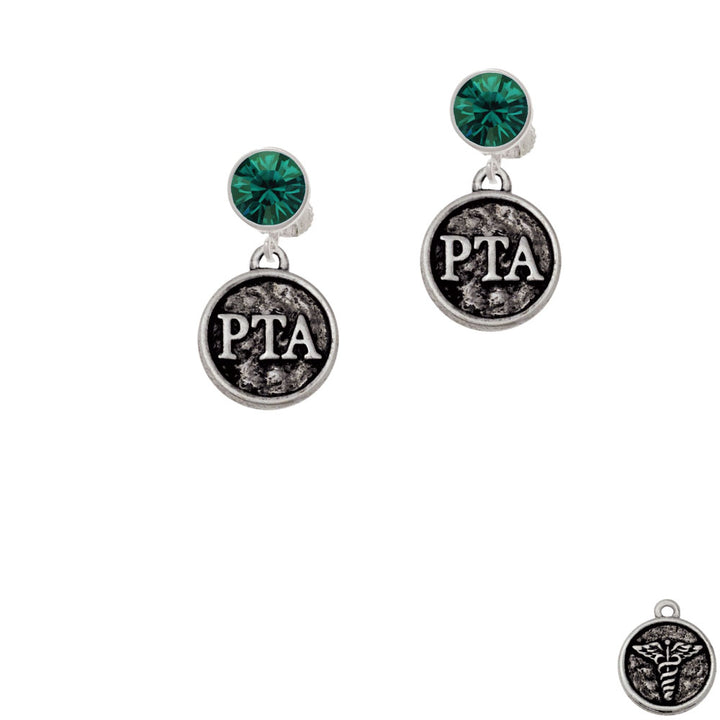 Physical Therapist Caduceus Seal - PTA Crystal Clip On Earrings Image 6