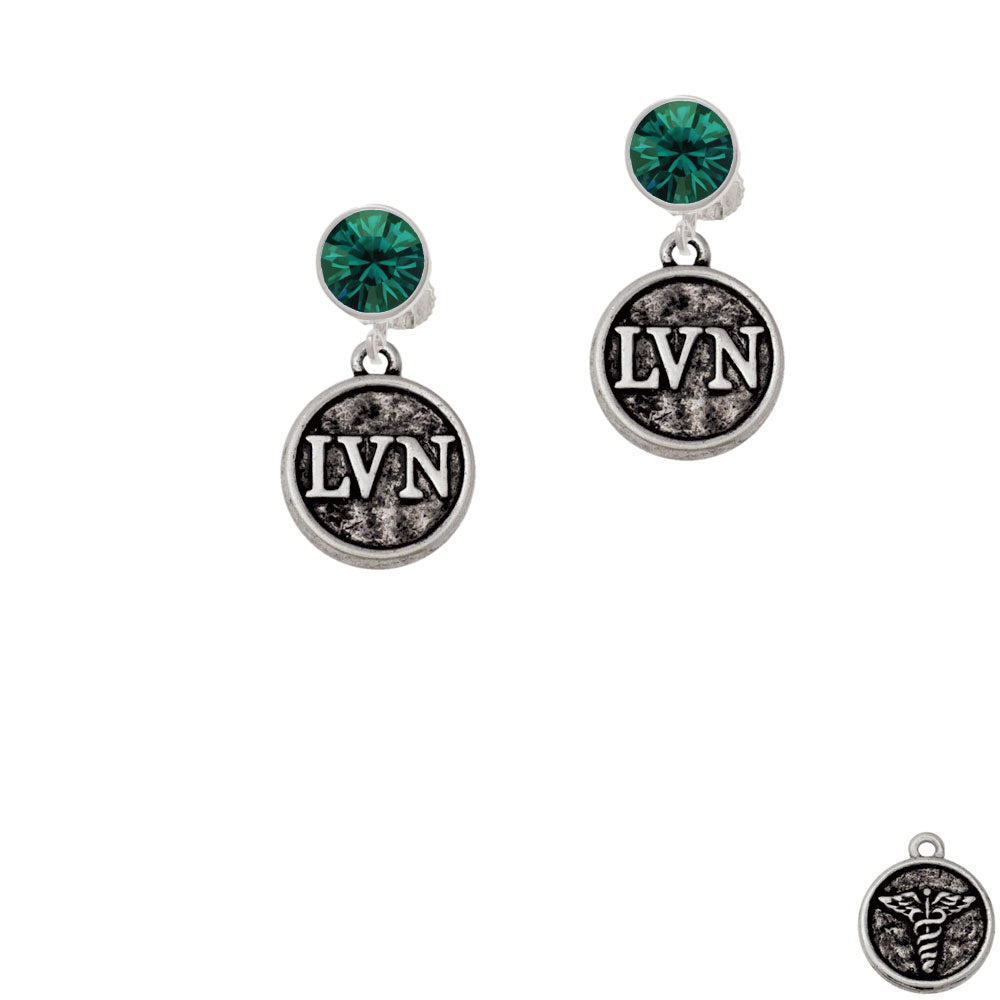 Nurse Caduceus Seal - LVN Crystal Clip On Earrings Image 6