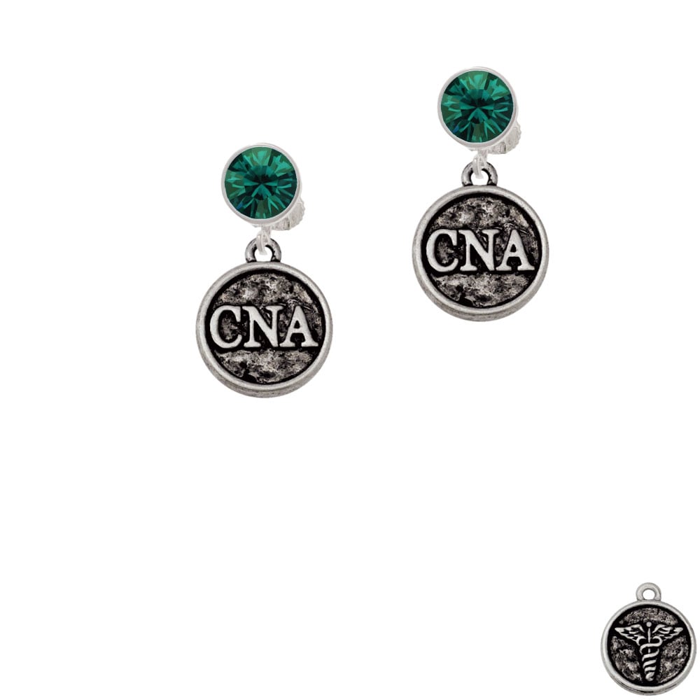 Nurse Caduceus Seal - CNA Crystal Clip On Earrings Image 6