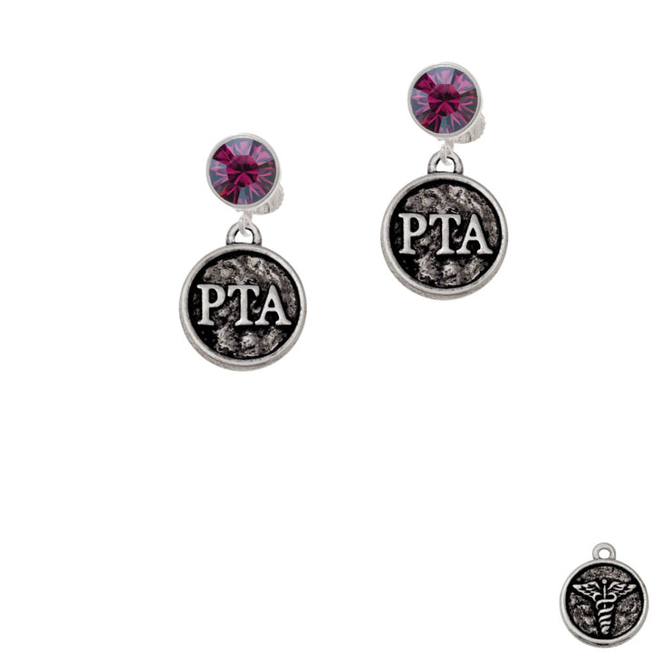 Physical Therapist Caduceus Seal - PTA Crystal Clip On Earrings Image 8