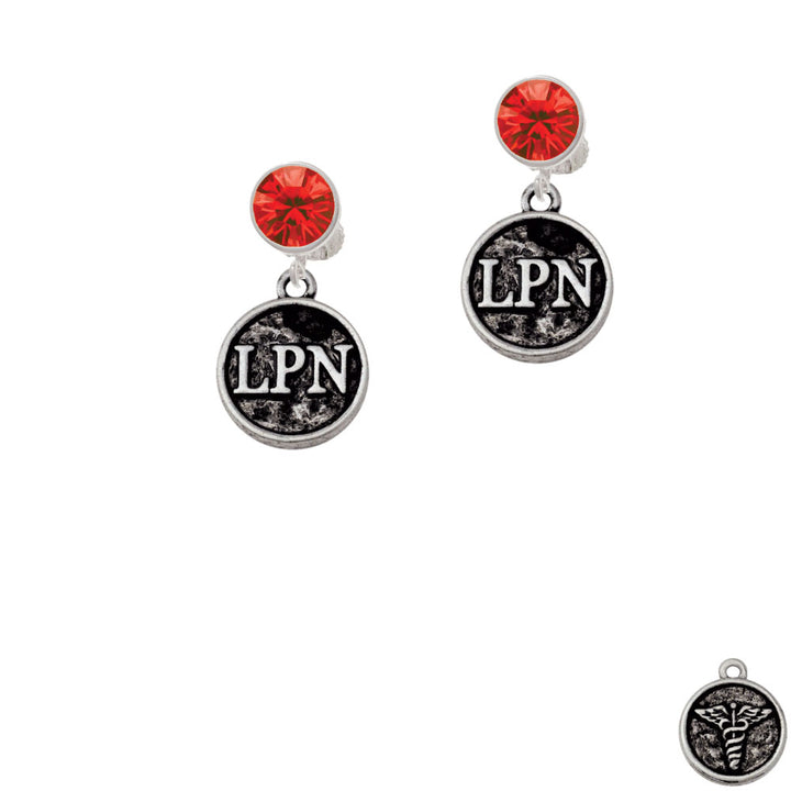 Nurse Caduceus Seal - LPN Crystal Clip On Earrings Image 4