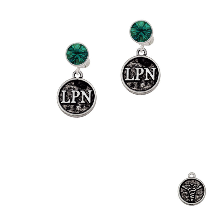 Nurse Caduceus Seal - LPN Crystal Clip On Earrings Image 6