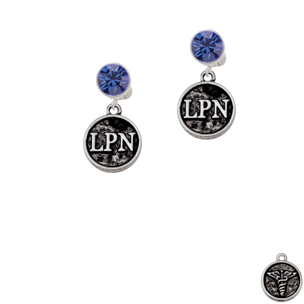 Nurse Caduceus Seal - LPN Crystal Clip On Earrings Image 7