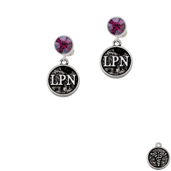 Nurse Caduceus Seal - LPN Crystal Clip On Earrings Image 8