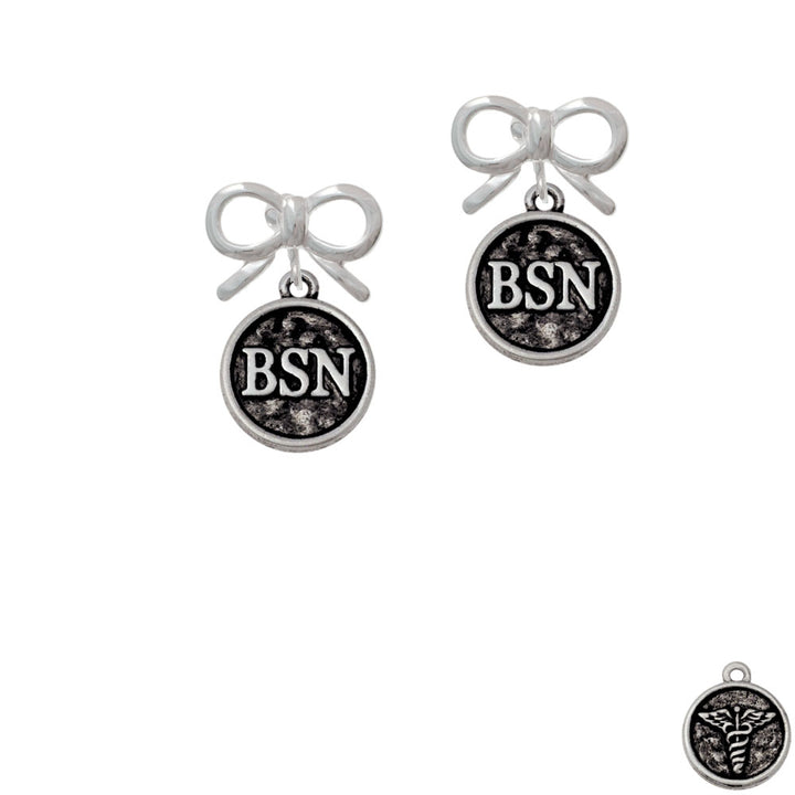 Nurse Caduceus Seal - BSN Crystal Clip On Earrings Image 9